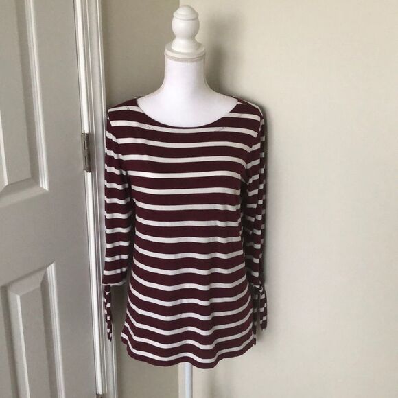 — Old Navy — Striped Shirt Burgundy & White Small - Picture 1 of 5